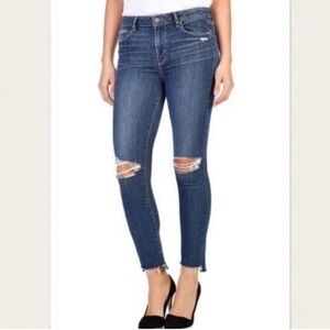 Paige Vertigo Ankle Ripped Knees Raw Hem Jeans